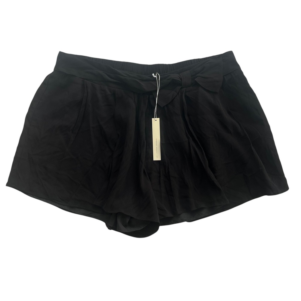 LC Lauren Conrad Women XL Black Pleated Bow Front Pull On Sunshine Revival Short
